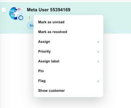 Teloring conversation right-click quick actions