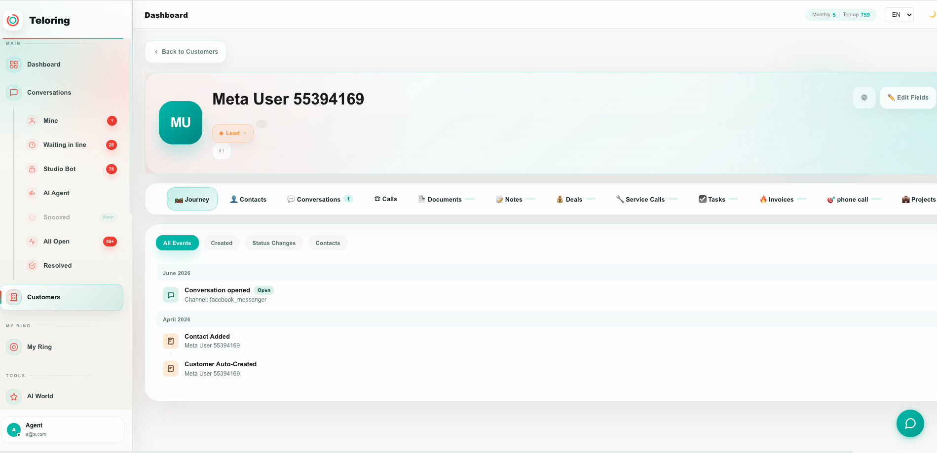 Teloring customer profile