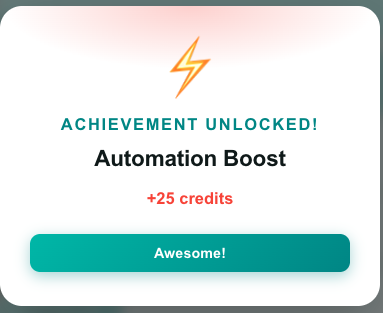 The celebration pop-up shown after collecting a reward