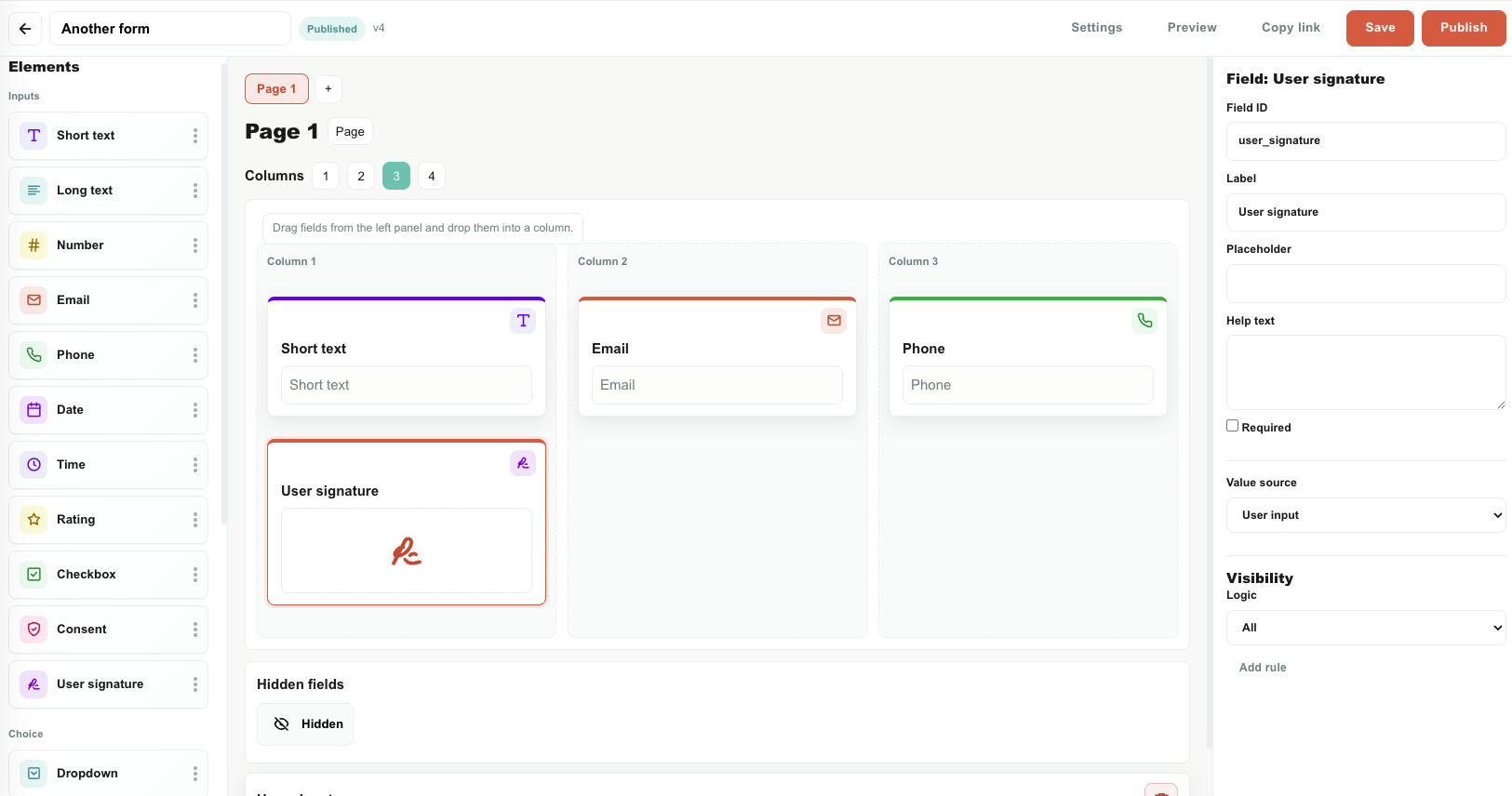 Teloring Forms editor