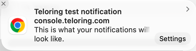 A Teloring browser push notification on the desktop