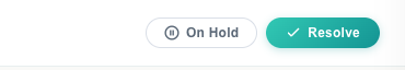 Conversation top bar with the On Hold button next to Resolve