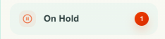 On Hold entry in the Teloring sidebar showing a badge with one held conversation
