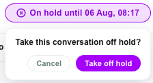 On hold until button with the small take-off-hold confirmation open beneath it