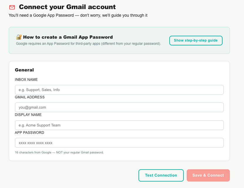 Gmail — App Password setup
