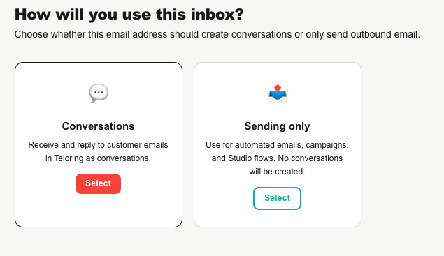 Teloring Email — mode picker