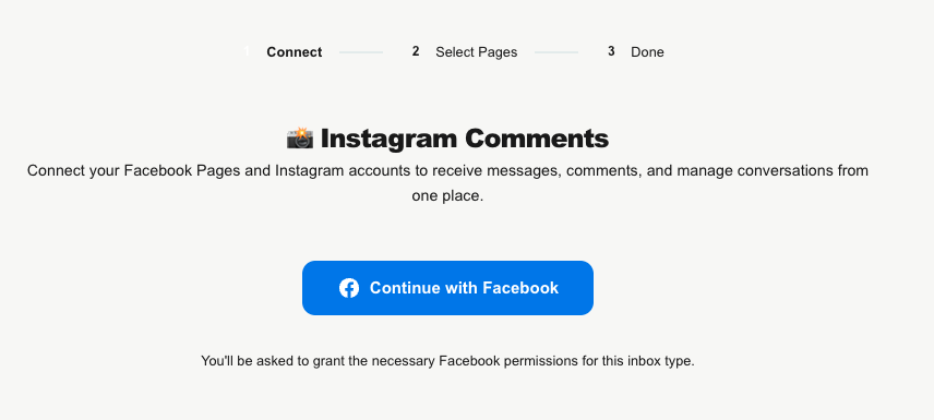 Meta setup — select your Instagram account