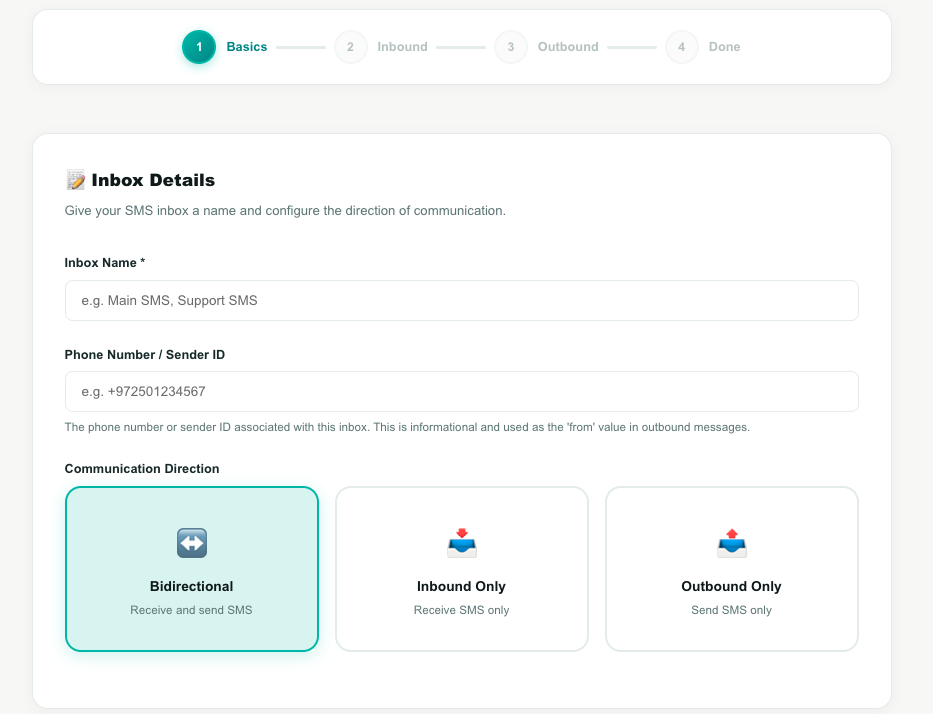 SMS setup — Basics