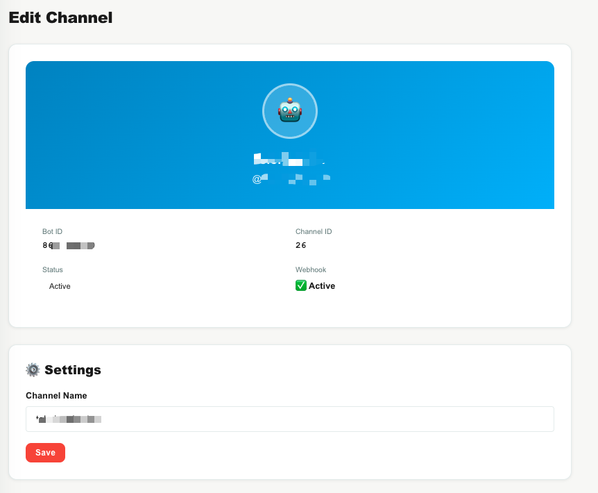 Telegram edit page