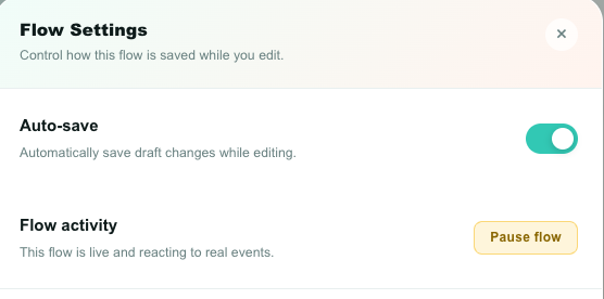 Pause a flow from Flow Settings
