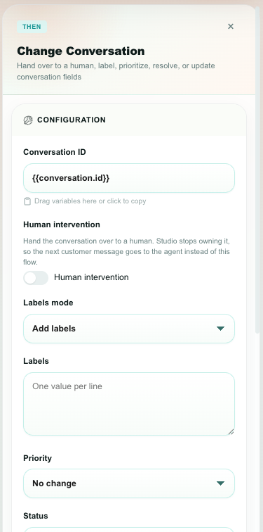 Conversation Changed trigger configuration
