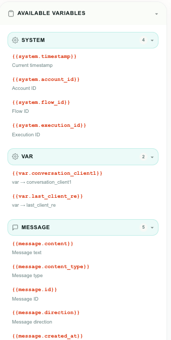 Available Variables panel
