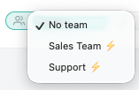 Assigned team picker in the conversation header